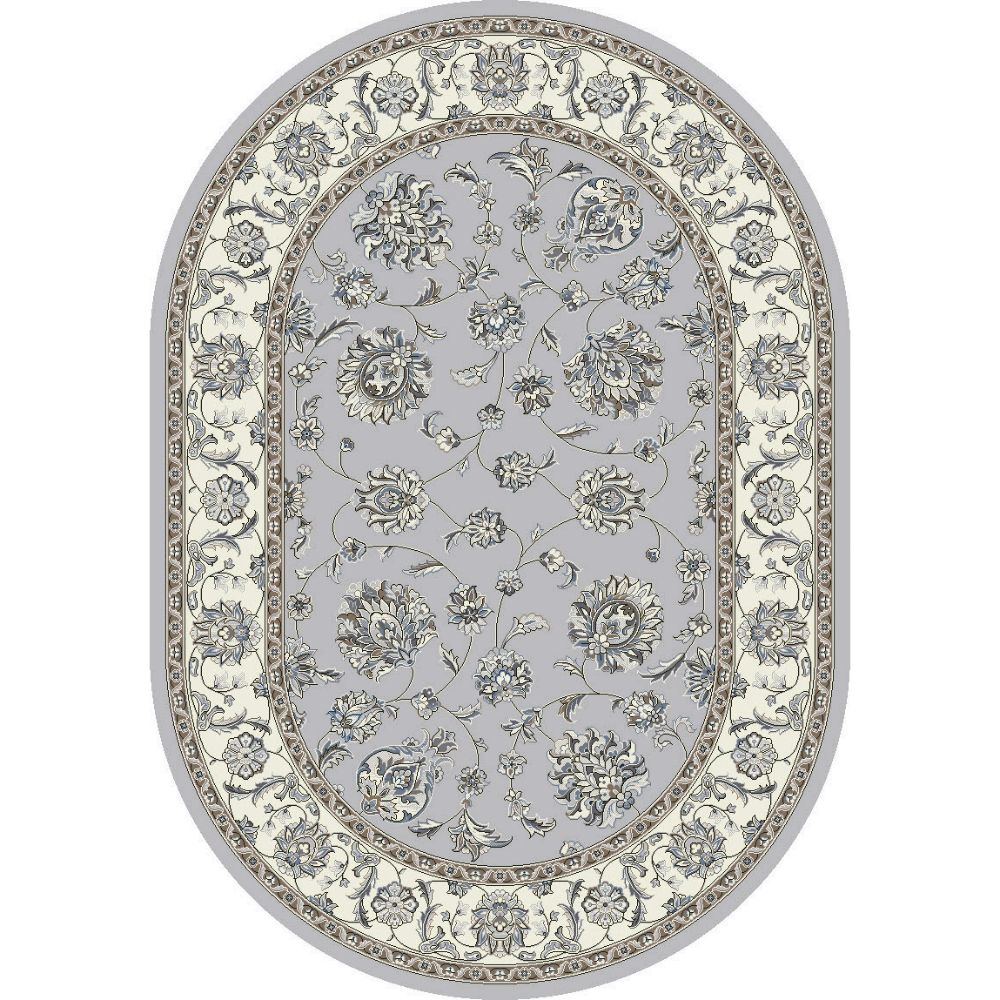 Dynamic Rugs 57365-9666 Ancient Garden 5.3 Ft. X 7.7 Ft. Oval Rug in Soft Grey/Cream